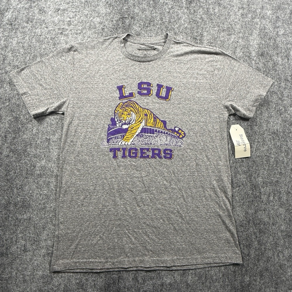 Blue 84 LSU Tigers T-Shirt Mens L Heather Gray Tiger Stadium Graphic NWT NCAA